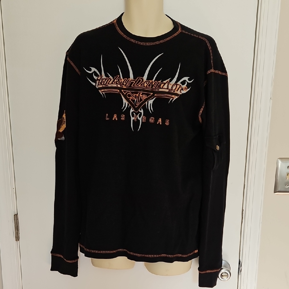 Harley Davidson Cafe Las Vegas Tribal Thermal Shirt Size 2XL Runs Small